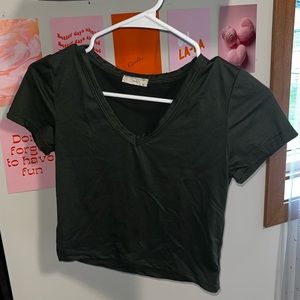 Olivia Rae v neck army green tee